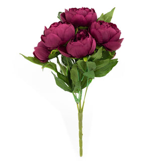 Artificial Peony Bouquet | Faux Peonies Flowers Posy Wedding Flowers - Burgundy