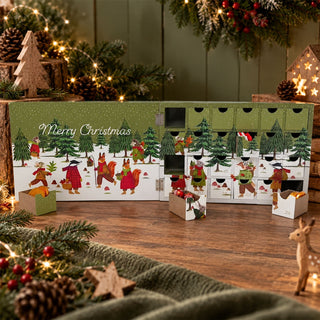 Wooden Fill Your Own Advent Calendar, 24 Drawer Book Style, Woodland Animals