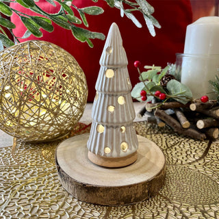 White Ceramic LED Christmas Tree | Light Up Mini Christmas Tree Ornament -13cm