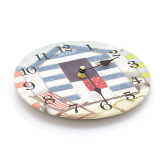 20cm Beach Hut Silent Wall Clock | Non Ticking Wall Mounted Nautical Clock | Coastal Seaside Wall Clocks