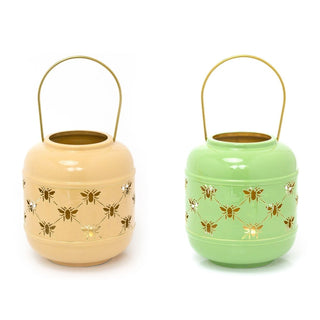 20cm Honey Bee Metal Hurricane Candle Lantern | Decorative Hanging Lantern For Home Garden Patio | Indoor Outdoor Bee Lantern Bee Decor Garden Gifts