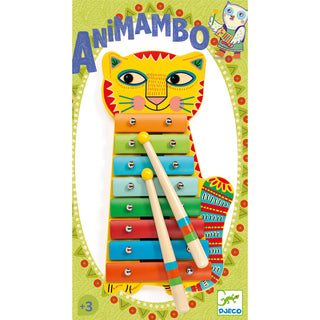Djeco DJ06002 Animambo Rainbow Cat Xylophone Musical Toy with Song Sheets