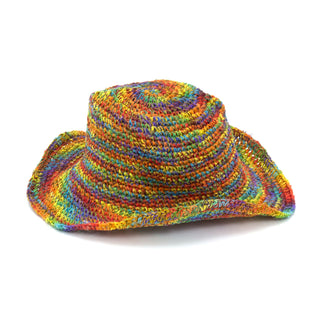 Rainbow Hemp Sun Hat | Adult Eco-friendly Wire Brim Multi-Coloured Summer Hat