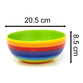 21cm Hand Painted Rainbow Stripe Ceramic Salad Bowl | Round Kitchen Bowl Serving Bowl Pasta Bowl | Ramen Bowl Serving Dishes