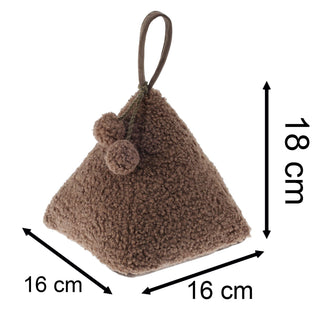 Childrens Sherpa Fleece Pyramid Doorstop Kids Teddy Fleece Door Stop With Handle