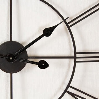 60Cm Stunning Metal Skeleton Roman Numeral Clock - Black Iron Wall Clock