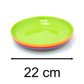 22cm Hand Painted Rainbow Stripe Ceramic Pasta Bowl | Wide Shallow Dessert Serving Bowl Pasta Plate | Round Multi Coloured Pasta Serving Dish
