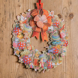 Christmas Wreath Advent Calendar, 33cm Hanging Design with 24 Numbered Doors