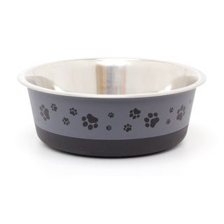 Pet Bowl Grey Non Slip Pet Feeding Bowl | Pet Stainless Steel Food Bowl | Cat Dog Food Water Dish - 800ml