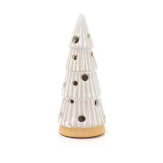 White Ceramic LED Christmas Tree | Light Up Mini Christmas Tree Ornament -13cm