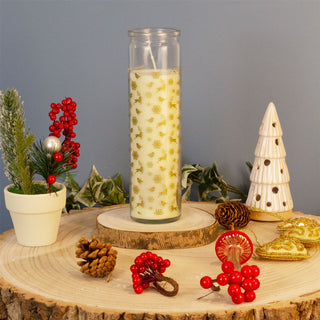 Cream Christmas Advent Pillar Candle in Glass Jar | Pillar Christmas Candle 21cm