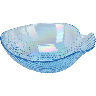 Fish Shaped Glass Bowl, 220ml Blue Nautical Snack Serving Dish 17x13cm