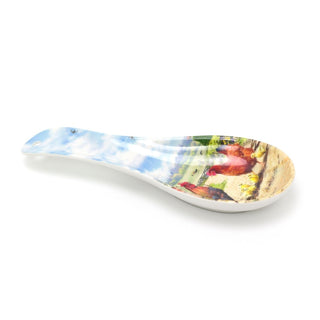 23cm Cockerel & Hen Spoon Holder | Melamine Country Farm Kitchen Utensil Rest | Countryside Cooking Ladle Spatula Holder