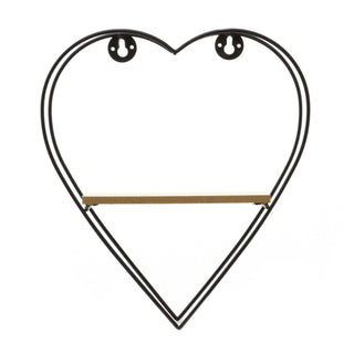 23cm Wire Heart Shaped Wall Shelf | Industrial Black Metal Display Shelf | Wall Mounted Love Heart Shelf
