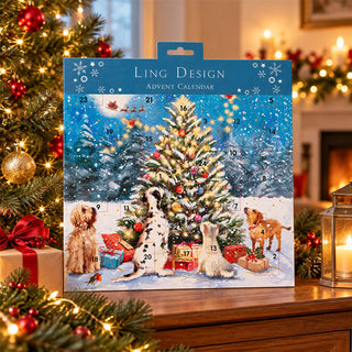 Around the Tree Christmas Advent Calendar, 23cm Dogs & Christmas Tree