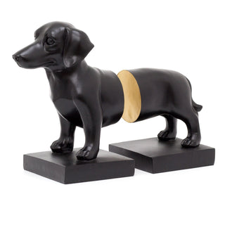 Novelty Sausage Dog Bookends | Resin Dachshund Book End | Statue Animal Book Stopper