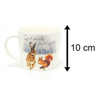 Good Friends Ceramic Coffee Mug | Woodland Rabbit Squirrel Tea Cup | Large Hot Drinks Mugs Cups