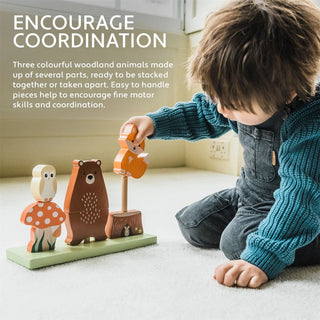 Childrens Woodland Animals Stacking Toy | Kids Montessori Toy & Toddler Game