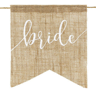 Set Of 2 Jute Wedding Chair Banners | Bride And Groom Hanging Chair Signs | Rustic Wedding Decorations