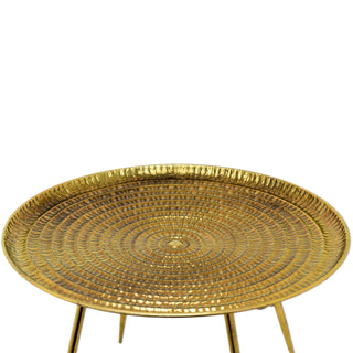 Antique Gold Round Metal Coffee Table | Occasional Side Table for Living Room