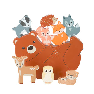 9 Piece Childrens Woodland Animals Balancing Game | Wooden Toddler Stacking Toys