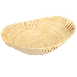 Oval Bamboo Presentation Bowl | Decorative Wooden Display Dish | Eco Friendly Bamboo Table Centerpieces