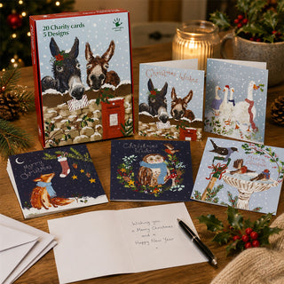 Greenfingers Charity Christmas Cards Box of 20 Cards with 5 Designs, Illustrated