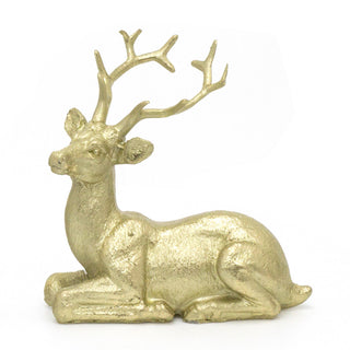 Stunning Gold Effect Lying Reindeer Ornament ~ Winter Reindeer Christmas Decoration 10cm - Design Varies One Supplied