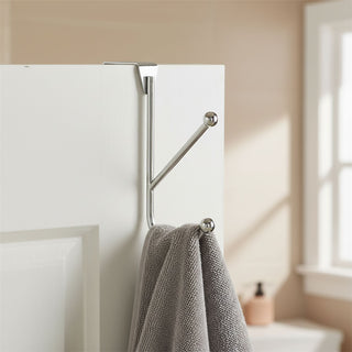 Chrome Double Over Door Hook, 15cm Metal Dual Door Hanger Pegs Coat Hooks