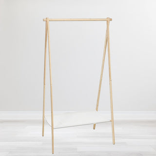 Bamboo Clothes Rail with Shelf | Free Standing Wooden Clothes Rack - 155cm