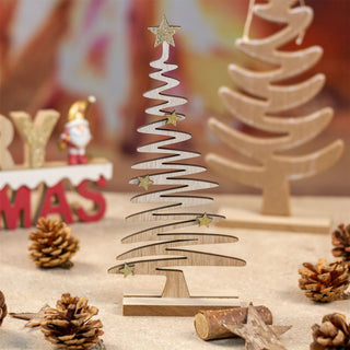 Rustic Wooden Christmas Tree On Stand | Handcrafted Xmas Tree Silhouette - 23cm