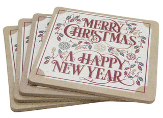 Set Of 4 Traditional Christmas Design Wipe Clean Table Coasters