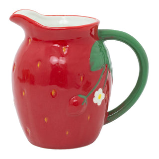 Strawberry Shaped Ceramic Jug, 1.2L Drinks Pitcher Water Serving Jug - 17cm
