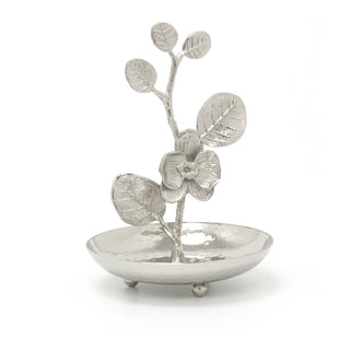 Silver Metal Floral Jewellery Stand Trinket Dish | Aluminium Flower Necklace Jewellery Organiser | Ring Jewellery Holder Jewellery Display Stand
