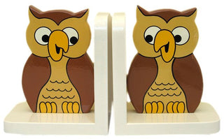 Owl Wooden Bookends For Kids | Childrens Book Ends | Book Stoppers For Shelves, Kids Room or Nursery Decor - Hand Made in UK