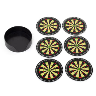 Set Of 6 Round Glass Dartboard Coasters | Novelty Drinks Coasters for Home Bar