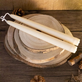 1 Pair of Cream Tapered Dinner Candles | 2 Hand-dipped Vegan Candles - 22cm