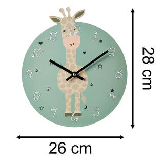 Kids Safari Animal Wall Clock Childrens Wooden Jungle Animal Wall Mounted Clock