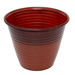 Ombre Ribbed Metal Plant Pot, 26cm Round Outdoor Flower Pot, Planter for Garden