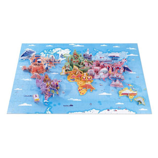 Janod Curiosities Of The World Puzzle | 350 Pc 3D World Map Educational Jigsaw