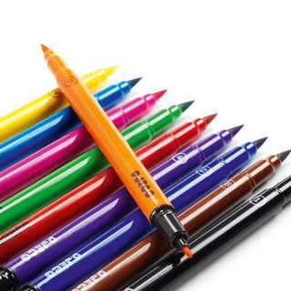 Djeco DJ08800 - 10 Felt Tip Brush Pens | Double Felt Tip Pens For Kids - Classic