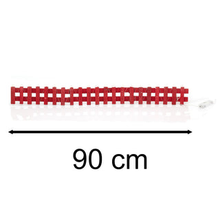 Red Wooden LED Light Up Snow Topped Miniature Christmas Fence | Snowcapped Mini Picket Fence | Red Wooden Christmas Picket Decoration - 90 x 10cm
