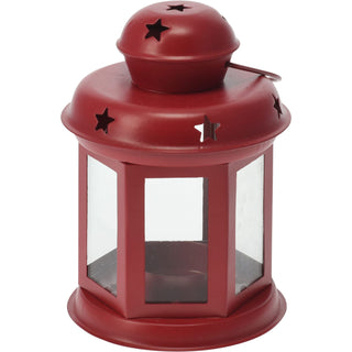 Red Moroccan Tealight Lantern, 13cm Indoor Outdoor Metal Hanging Candle Holder