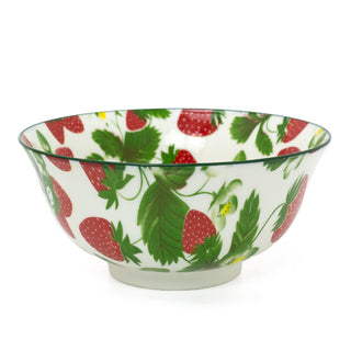 Strawberry Field Bowl | Ceramic Serving Bowl with Floral Strawberry Design 16cm
