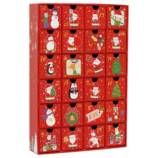 Advent Calendar with Drawers, Red 24 Drawer Fill Your Own Christmas Calendar