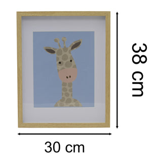 Safari Animal Kids Wall Art Picture Frame | Framed Animal Pictures - Giraffe