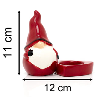 Ceramic Nordic Santa Gonk Tealight Holder Ornament | Gonk Tealight Candle Holder