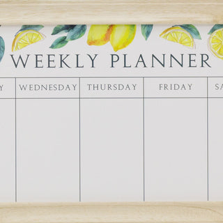 Lemon Design Large Whiteboard Family Planner Weekly Planner | Family Schedule Organiser Memo Board | Wooden Framed Weekly Meal Planner Shopping List - 67cm