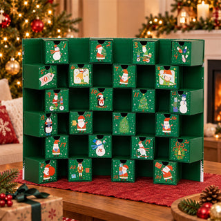 Green Folding Fill Your Own Christmas Advent Calendar, 24 Drawer Countdown