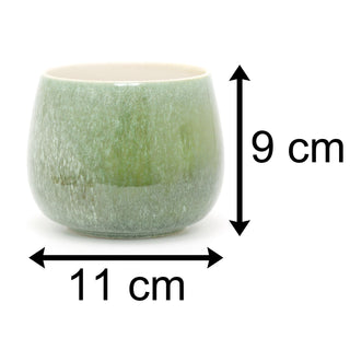9cm Green Glaze Ceramic Plant Pot Holder | Decorative Cachepot Planter | Indoor Planter Flower Pot